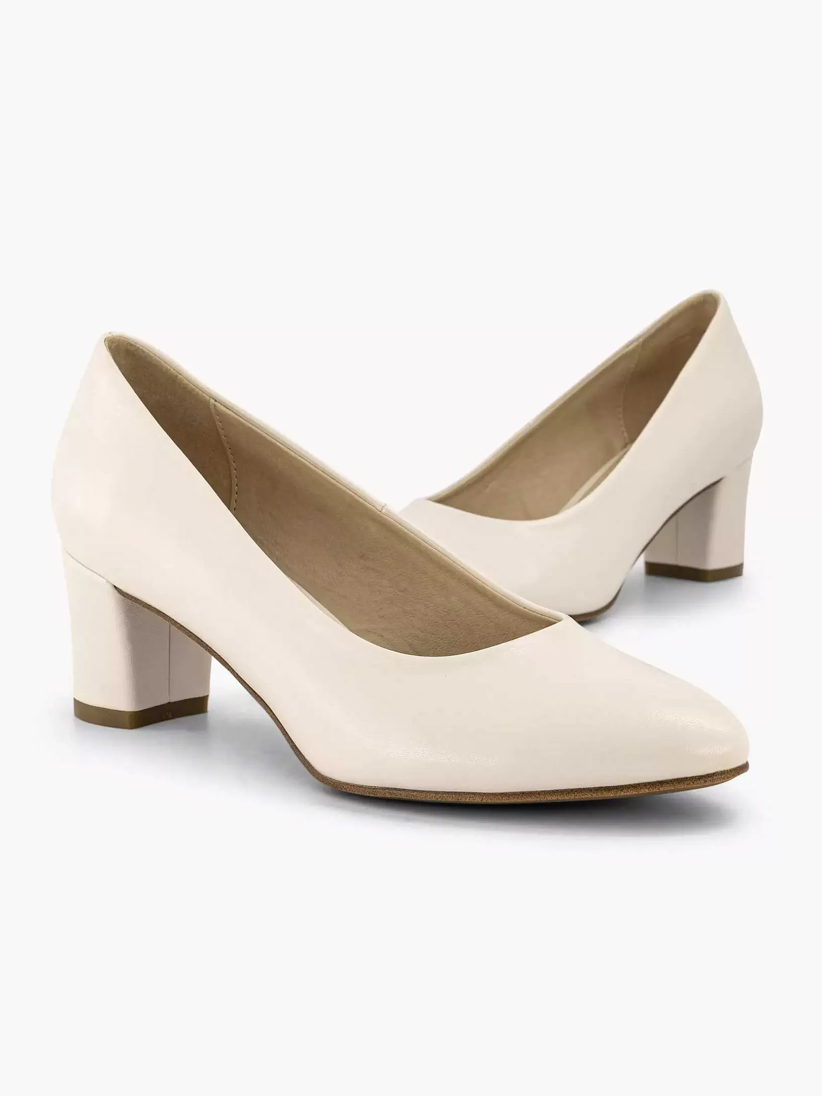 Ladies Graceland Beige Pump Block Heel