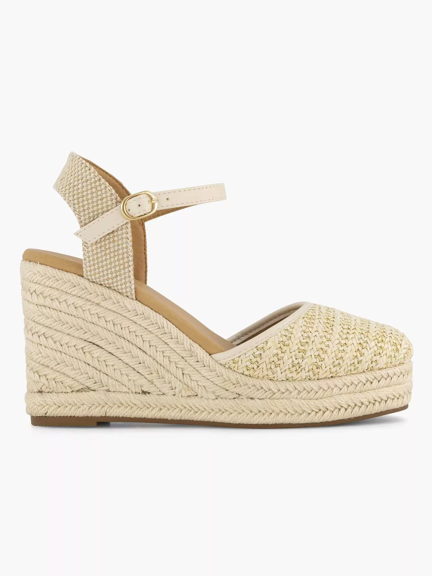 Ladies Graceland Beige Sandal Wedge Heel