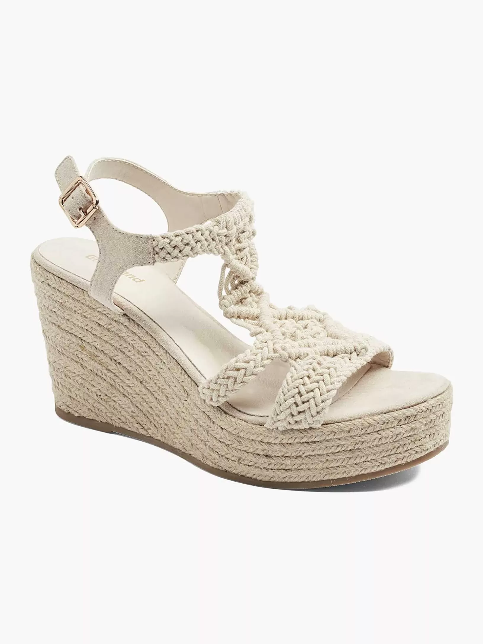 Ladies Graceland Beige Sandalette Wedge Heel