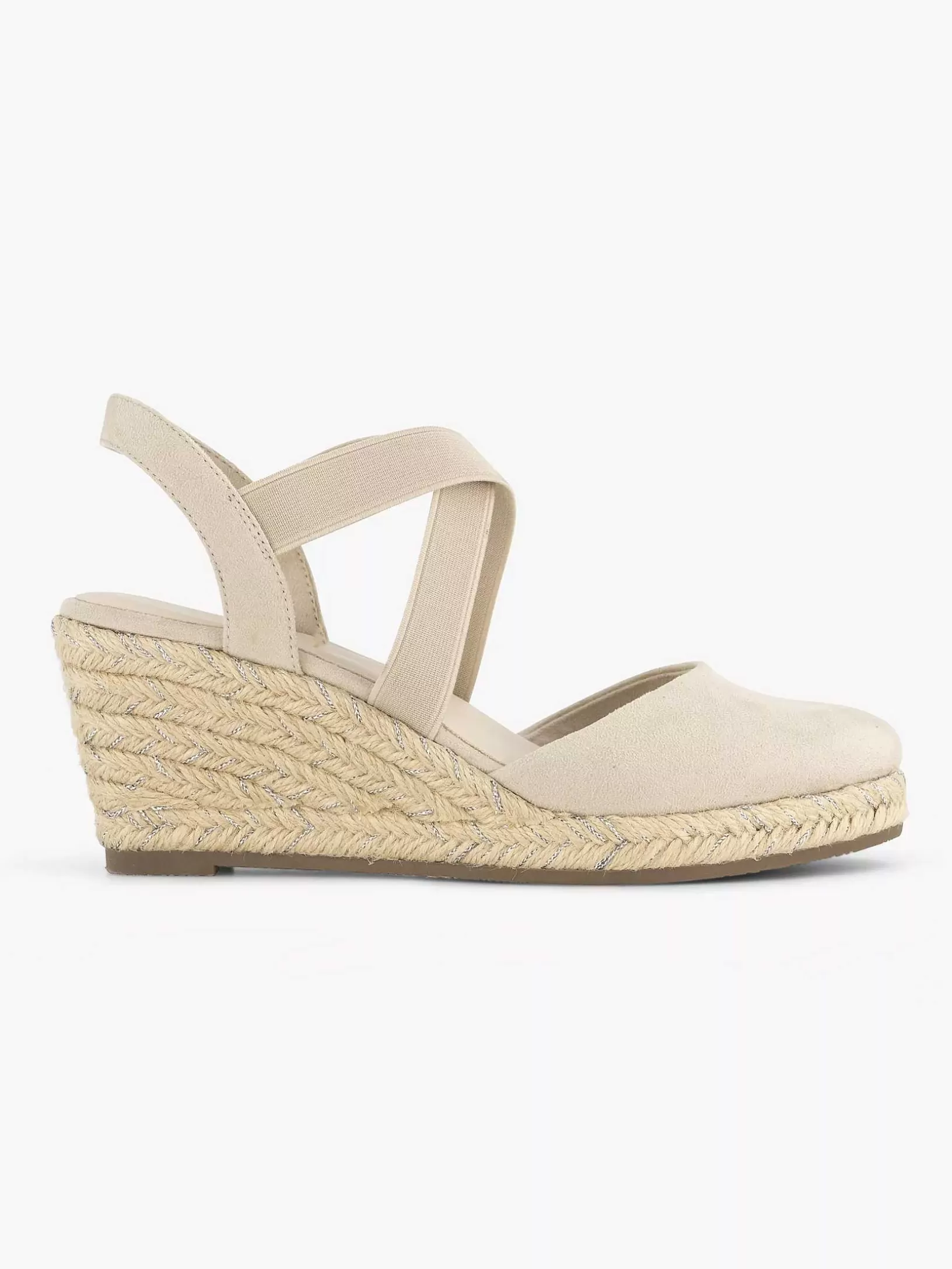 Ladies Graceland Beige Slingback Wedge Heel