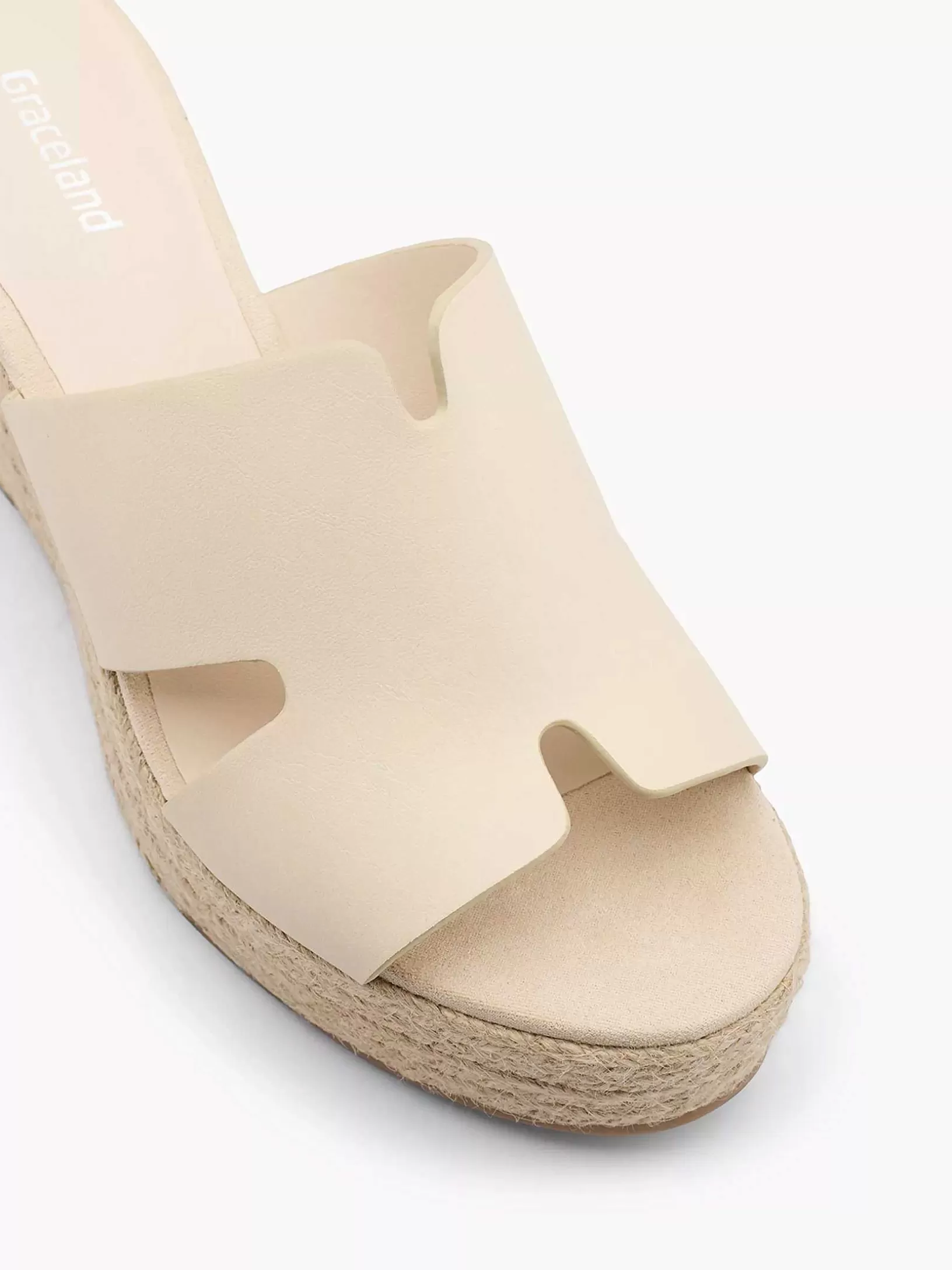 Ladies Graceland Beige Slipper Wedge Heel