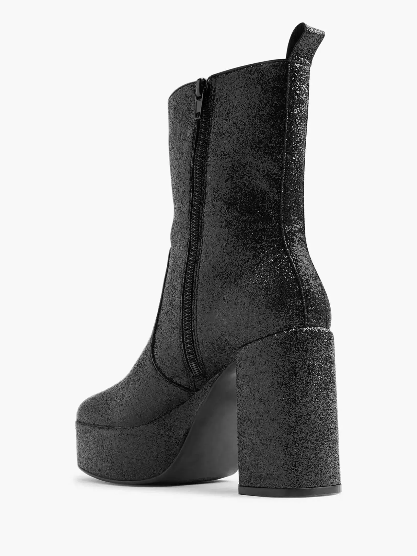 Ladies Oxmox Black Ankle Boots Heel Glitter