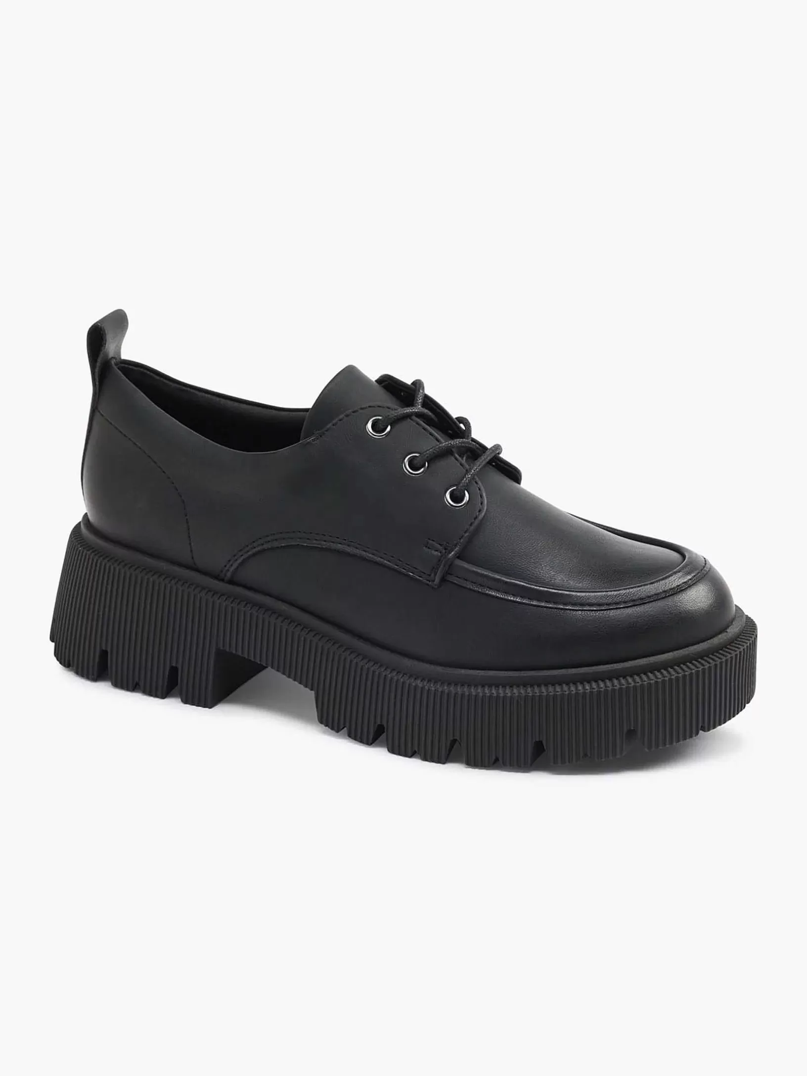 Ladies Oxmox Black Chunky Lace-Up Shoe