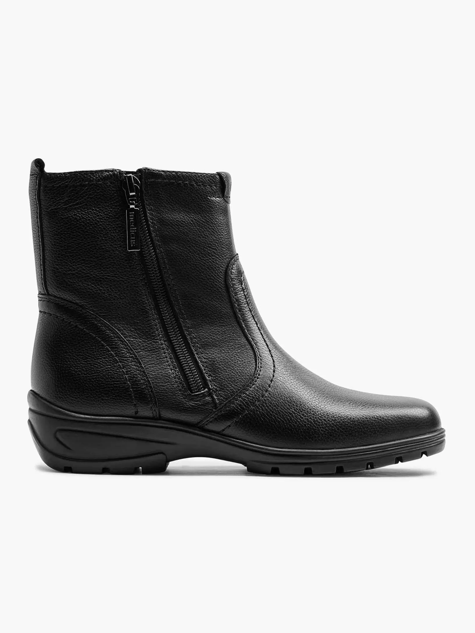 Ladies Medicus Black Leather Comfort Ankle Boot