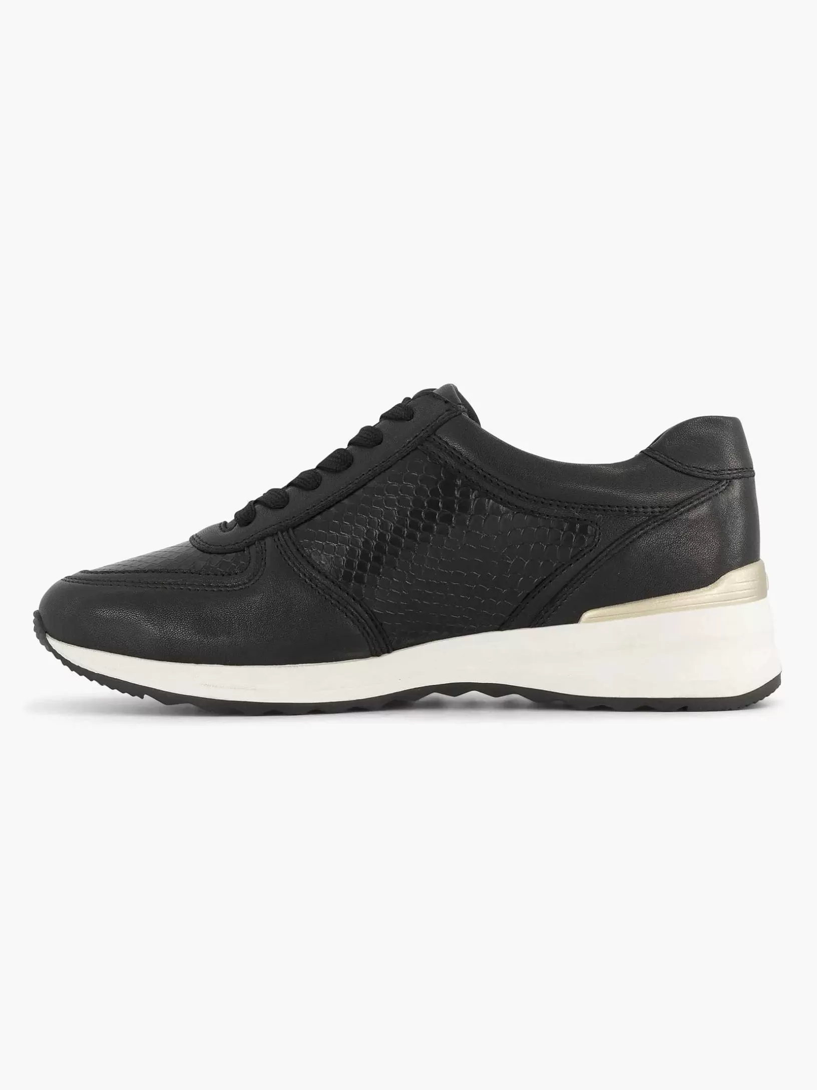 Ladies Medicus Black Leather Comfort Sneaker