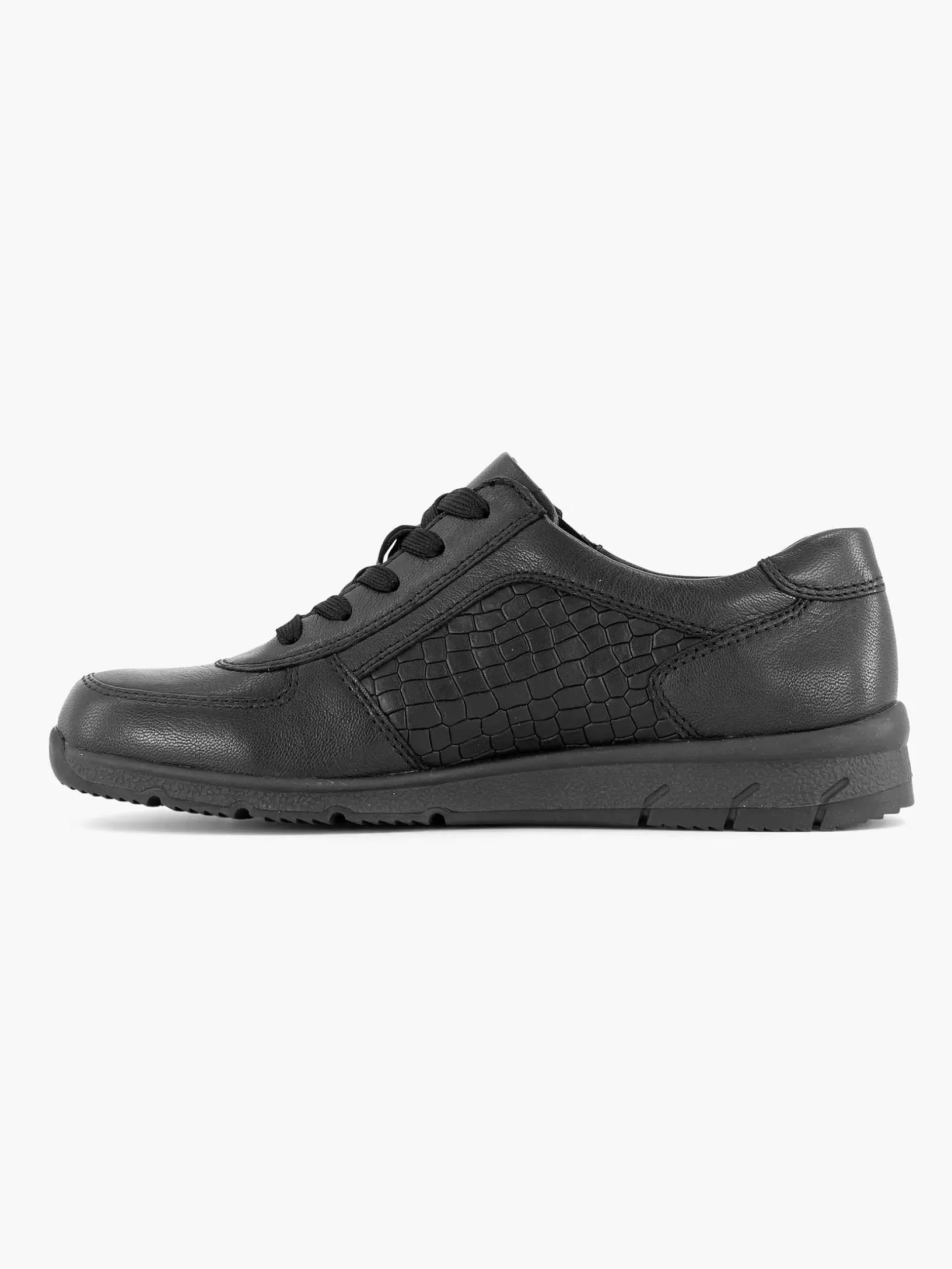 Ladies Medicus Black Leather Comfort Sneaker