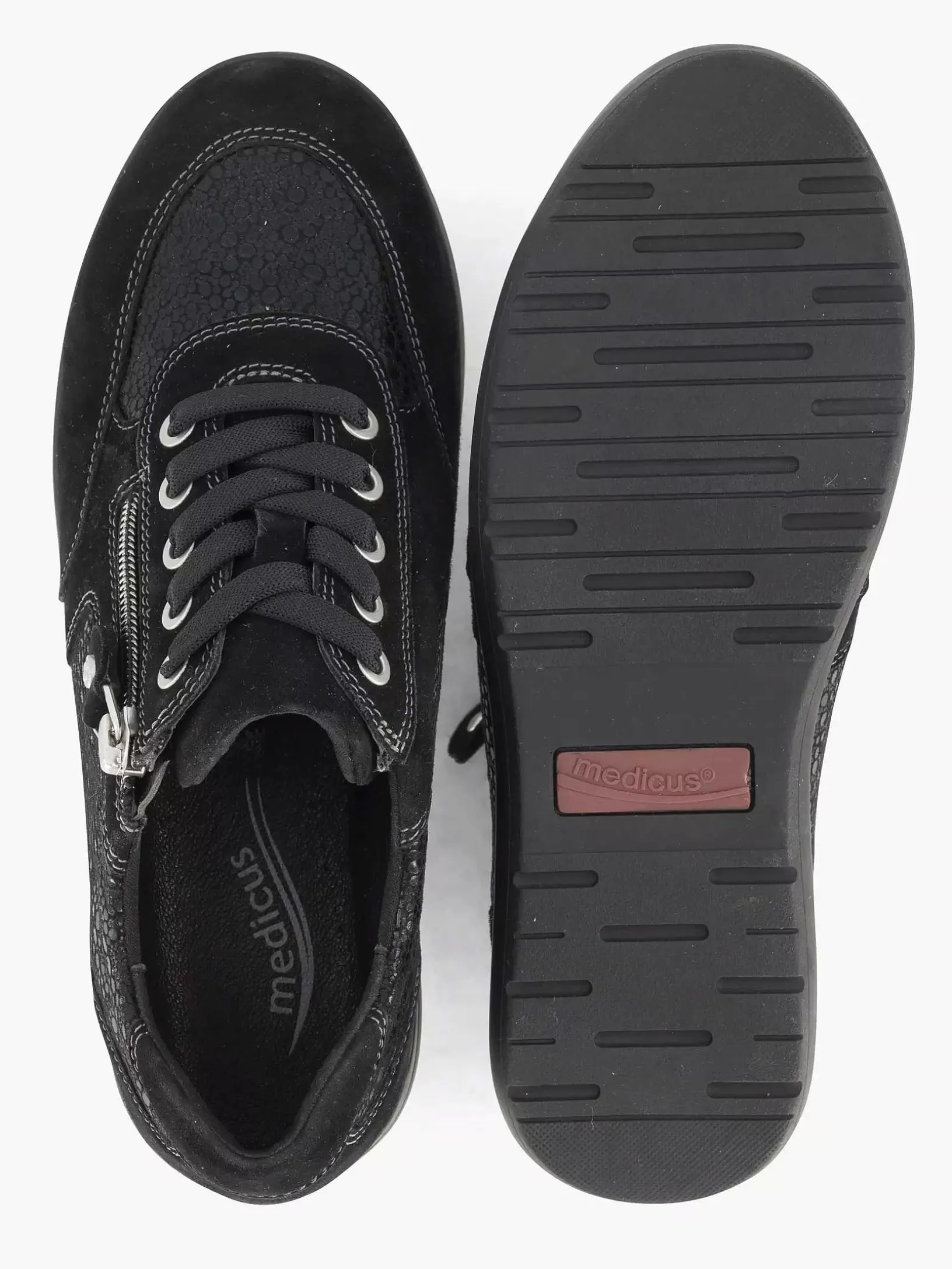 Ladies Medicus Black Leather Comfort Sneaker