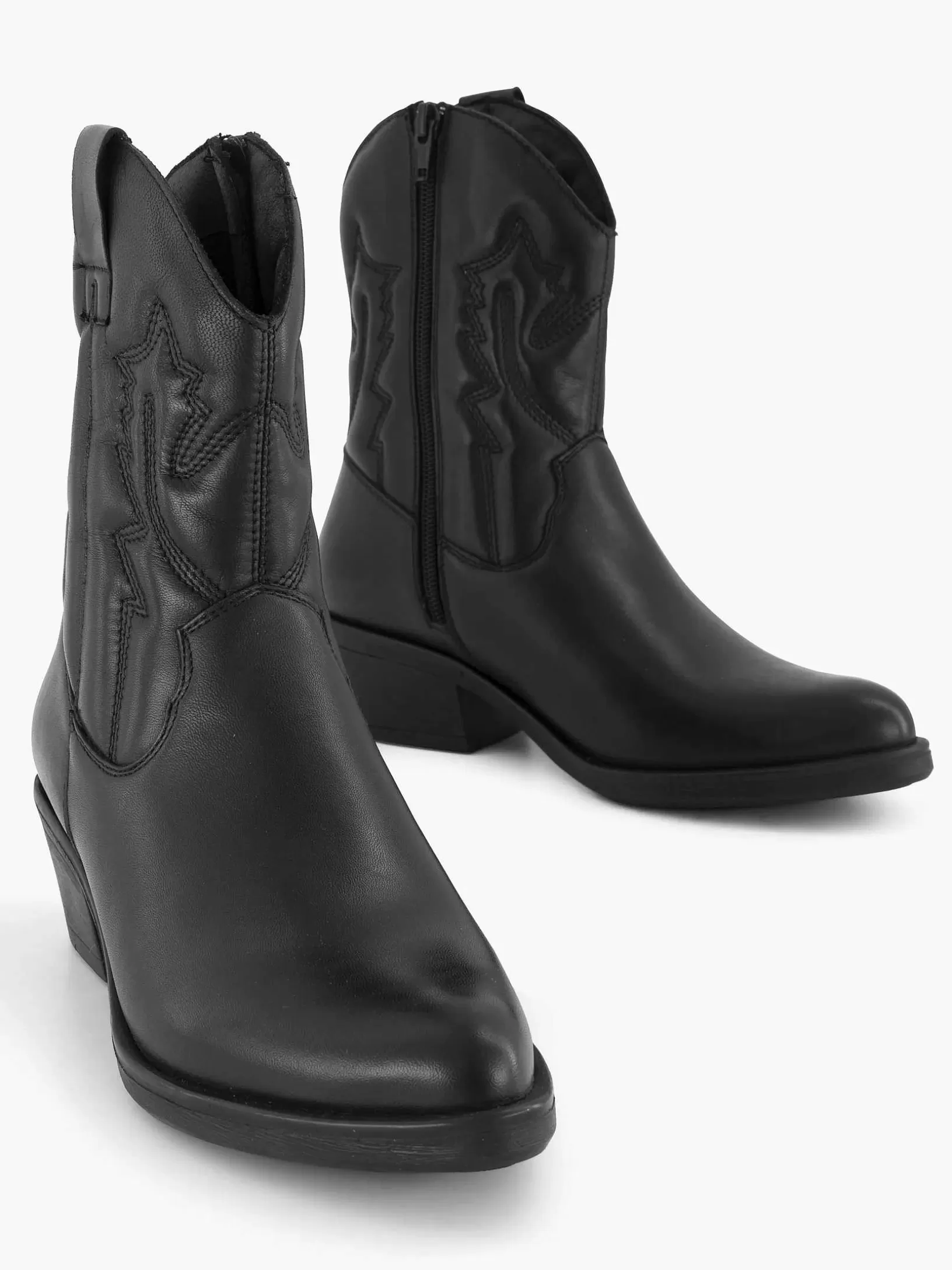 Ladies Oxmox Black Leather Cowboy Boot