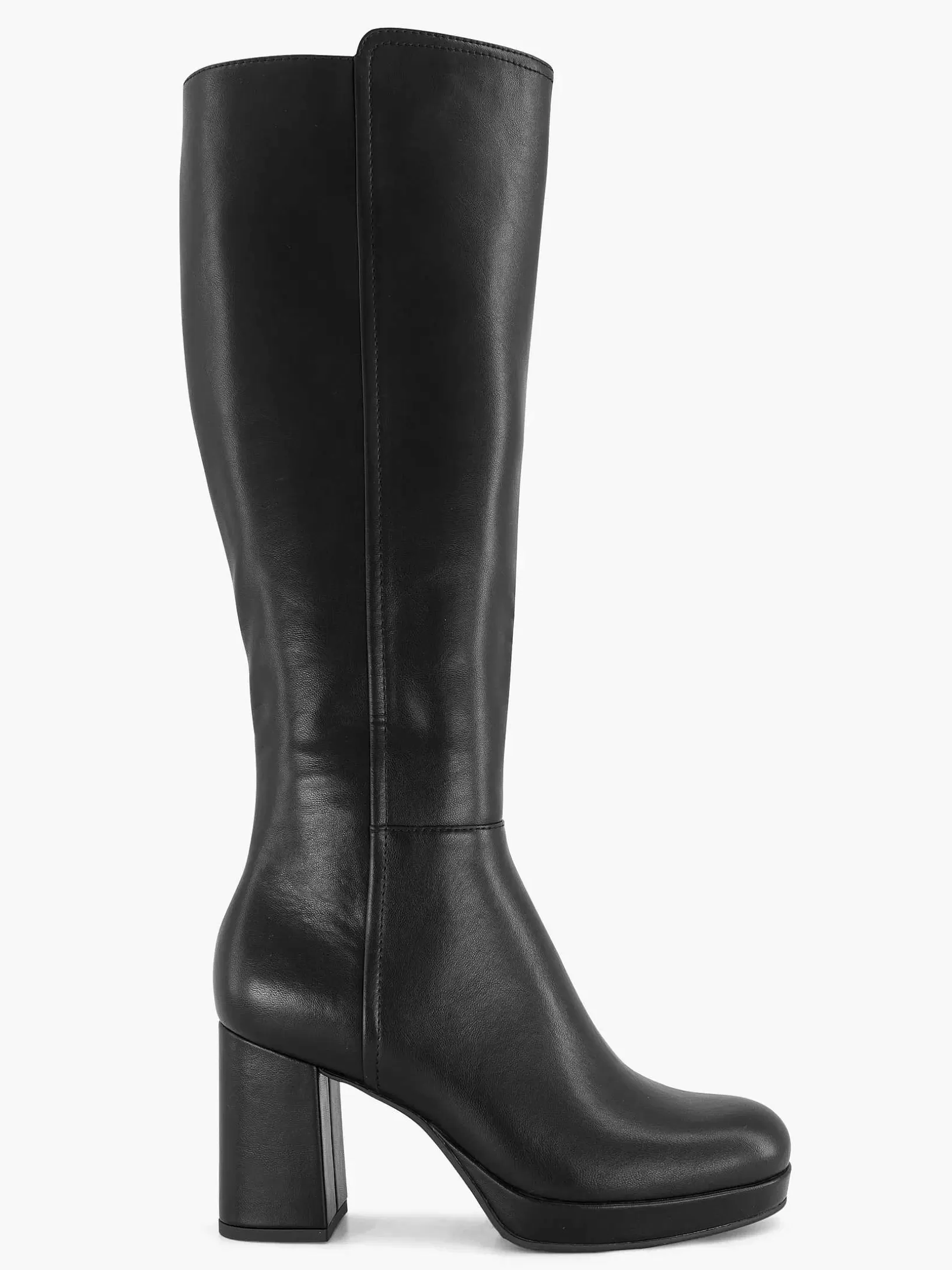 Ladies Oxmox Black Long Boot Heel