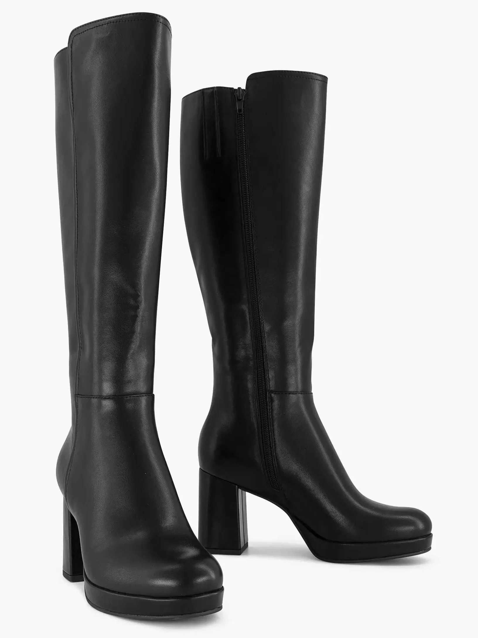 Ladies Oxmox Black Long Boot Heel