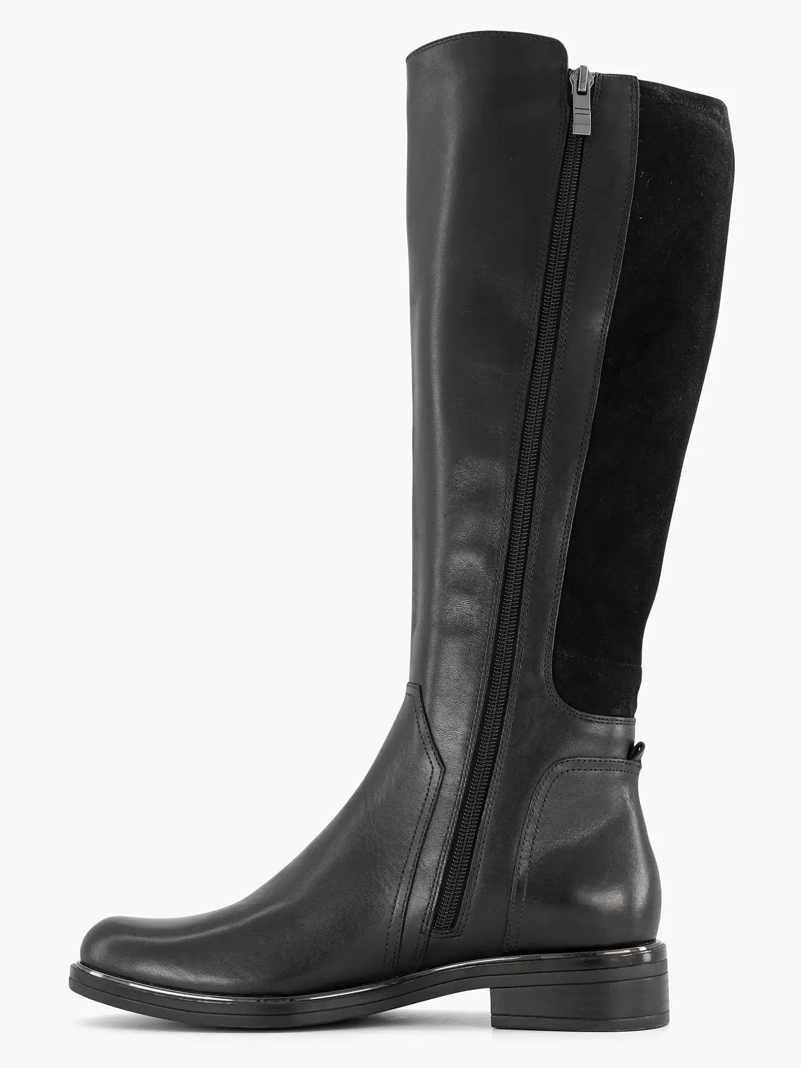 Ladies Medicus Black Long Leather Comfort Boot Elastic