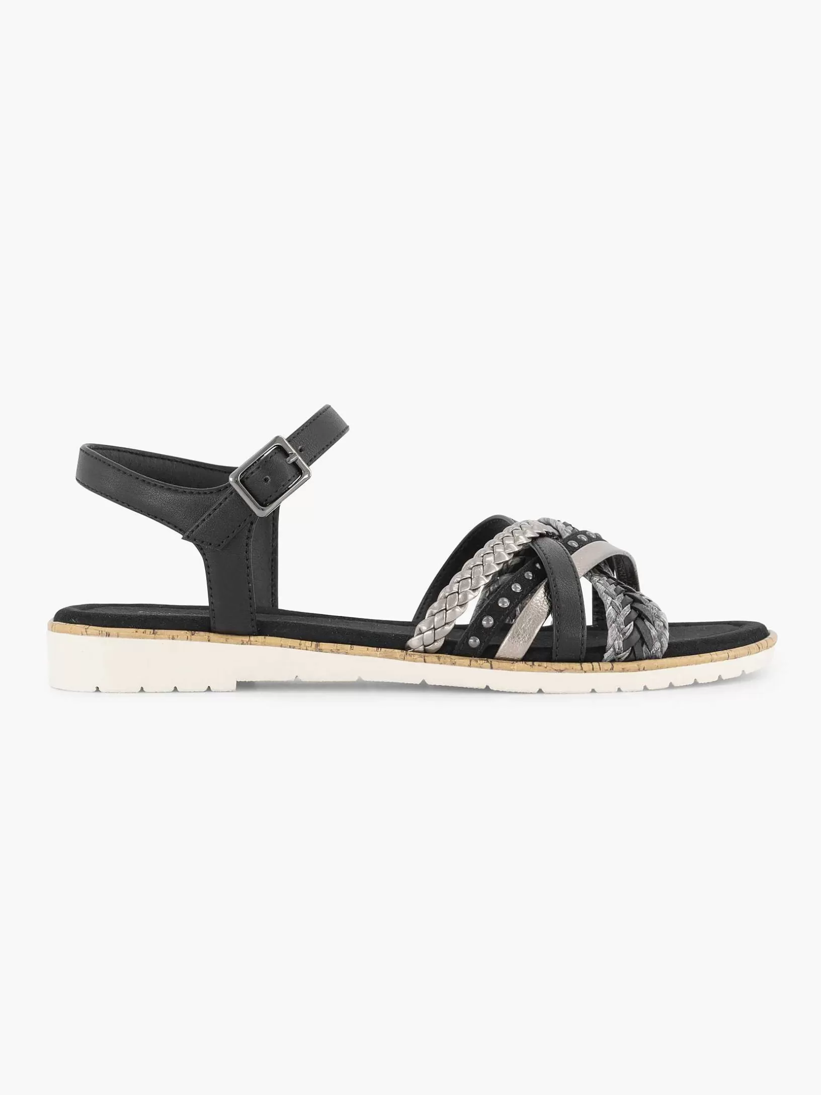 Ladies Graceland Black Sandal Braided