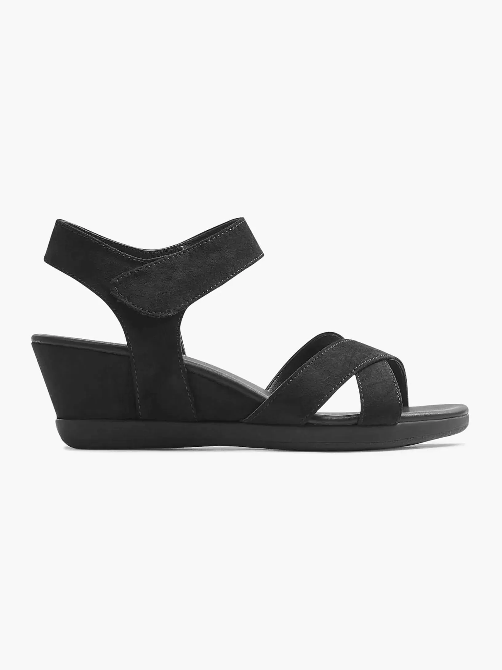 Ladies Graceland Black Sandalette Wedge Heel