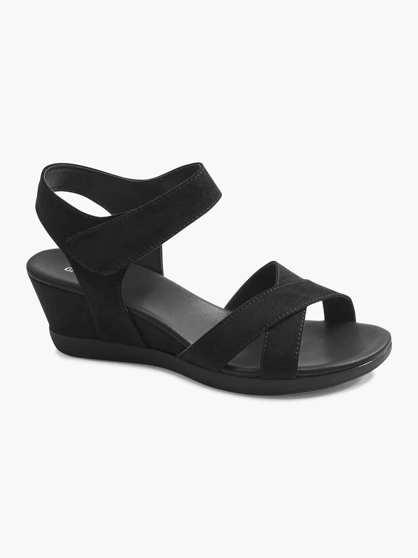 Ladies Graceland Black Sandalette Wedge Heel