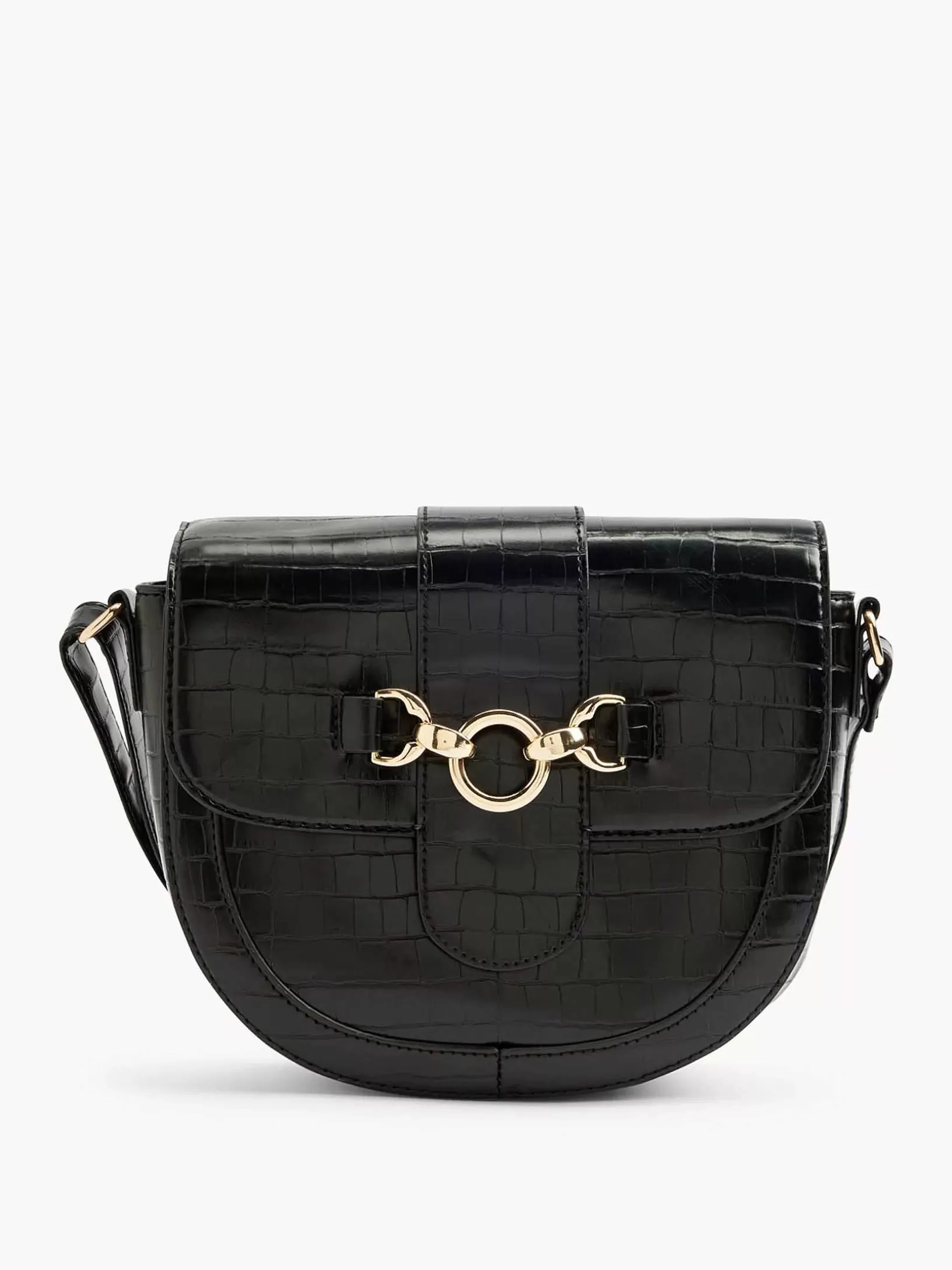 Ladies Graceland Black Shoulder Bag Decorative Buckle