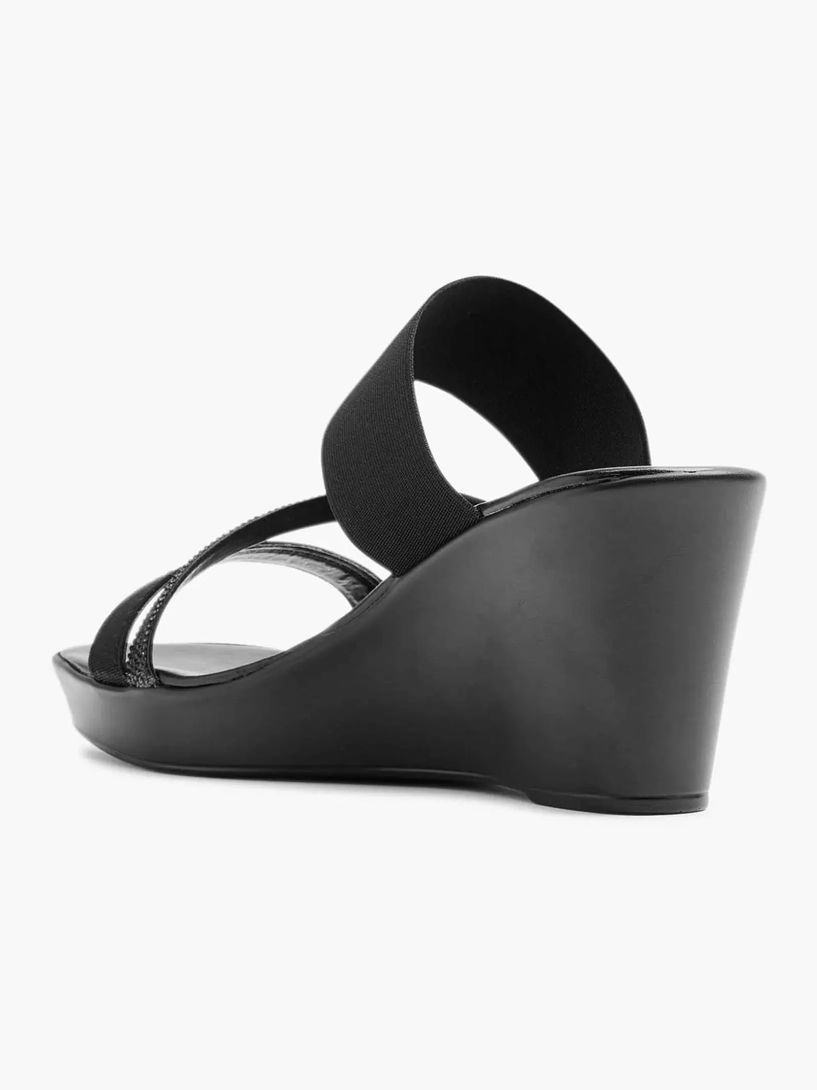 Ladies Graceland Black Slipper Wedge Heel