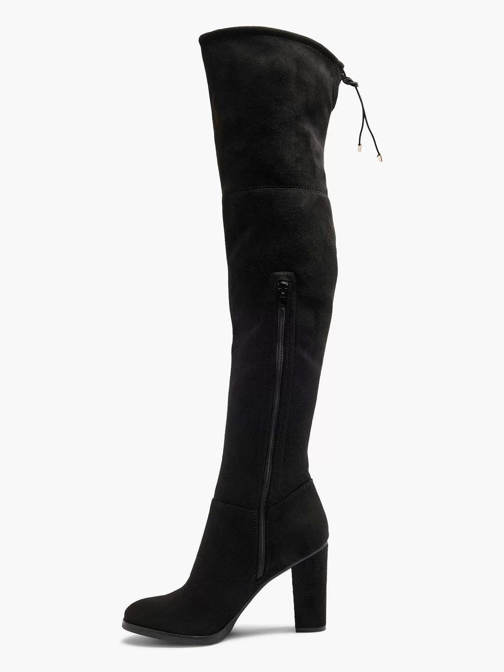 Ladies Graceland Black Thigh High Boot Heel