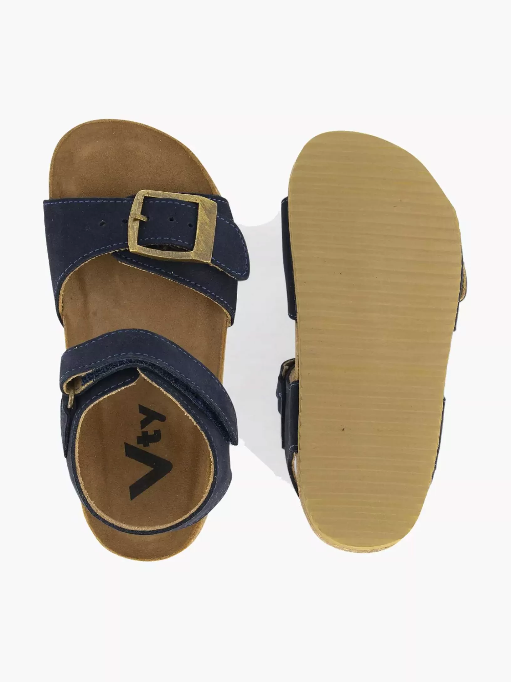 Children Vty Blue Leather Sandal Velcro