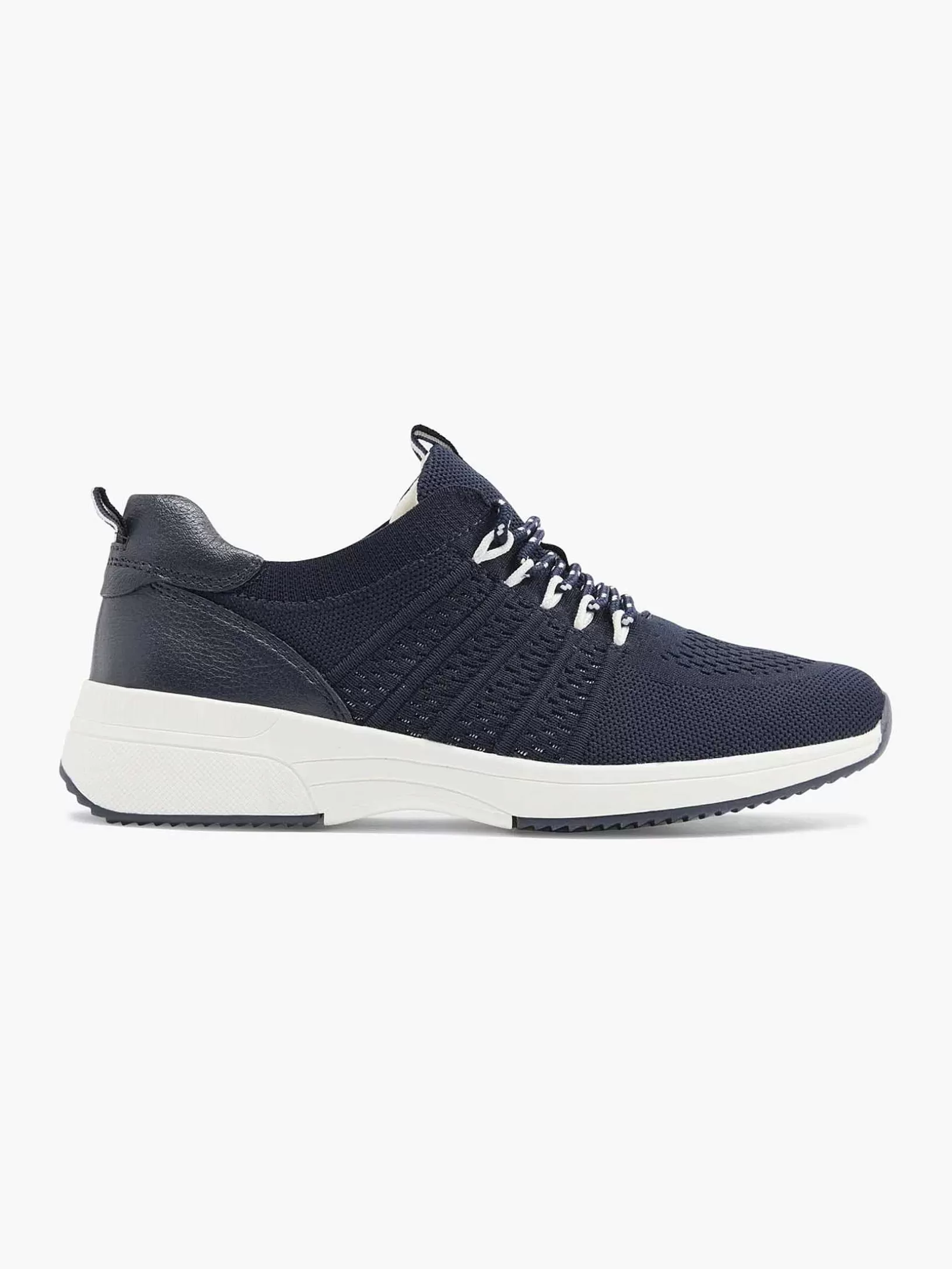 Ladies Medicus Dark Blue Leather Comfort Sneaker