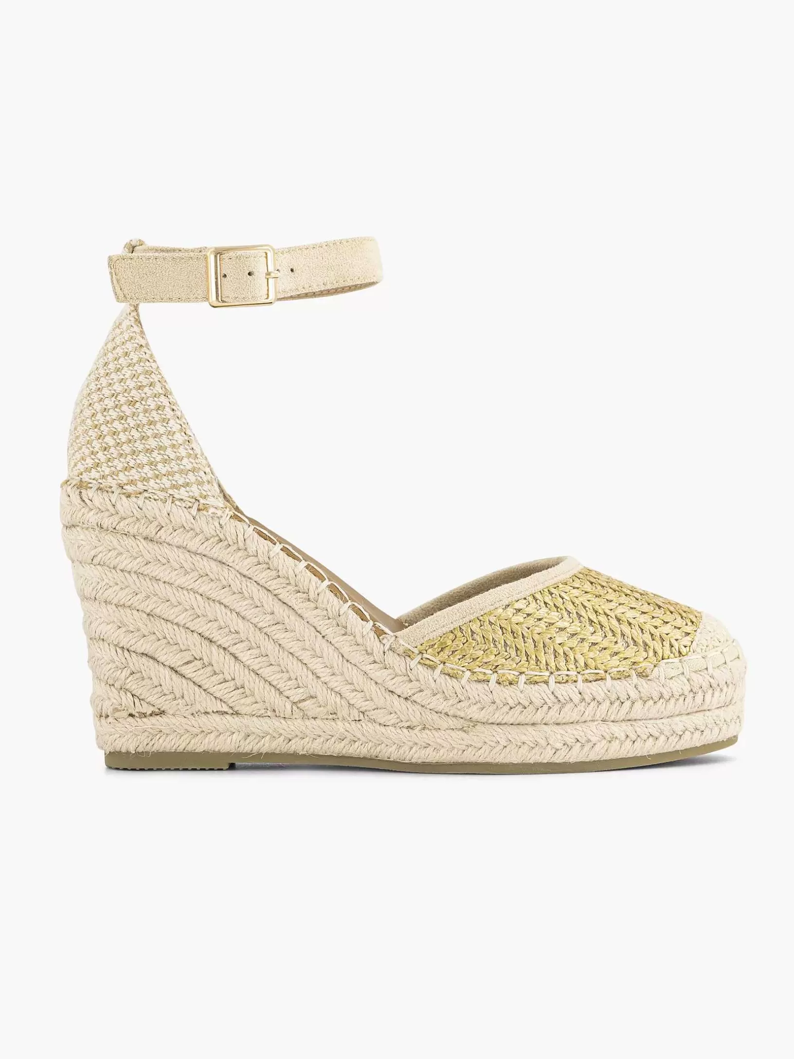 Ladies Graceland Gold Espadrille Wedge Heel