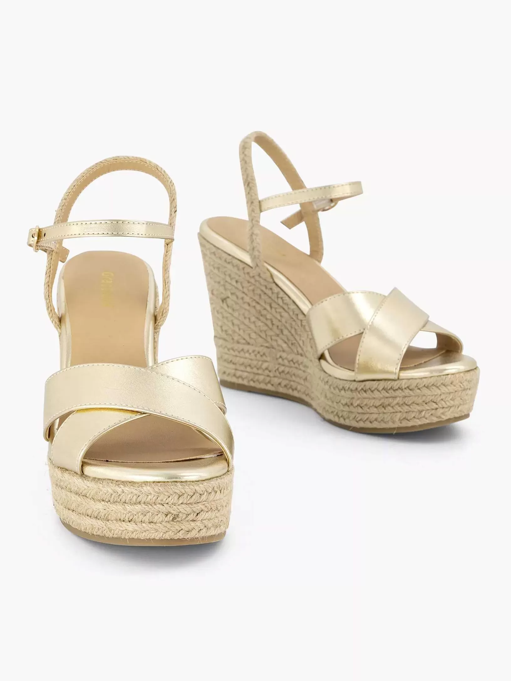 Ladies Graceland Gold Espadrille Wedge Heel