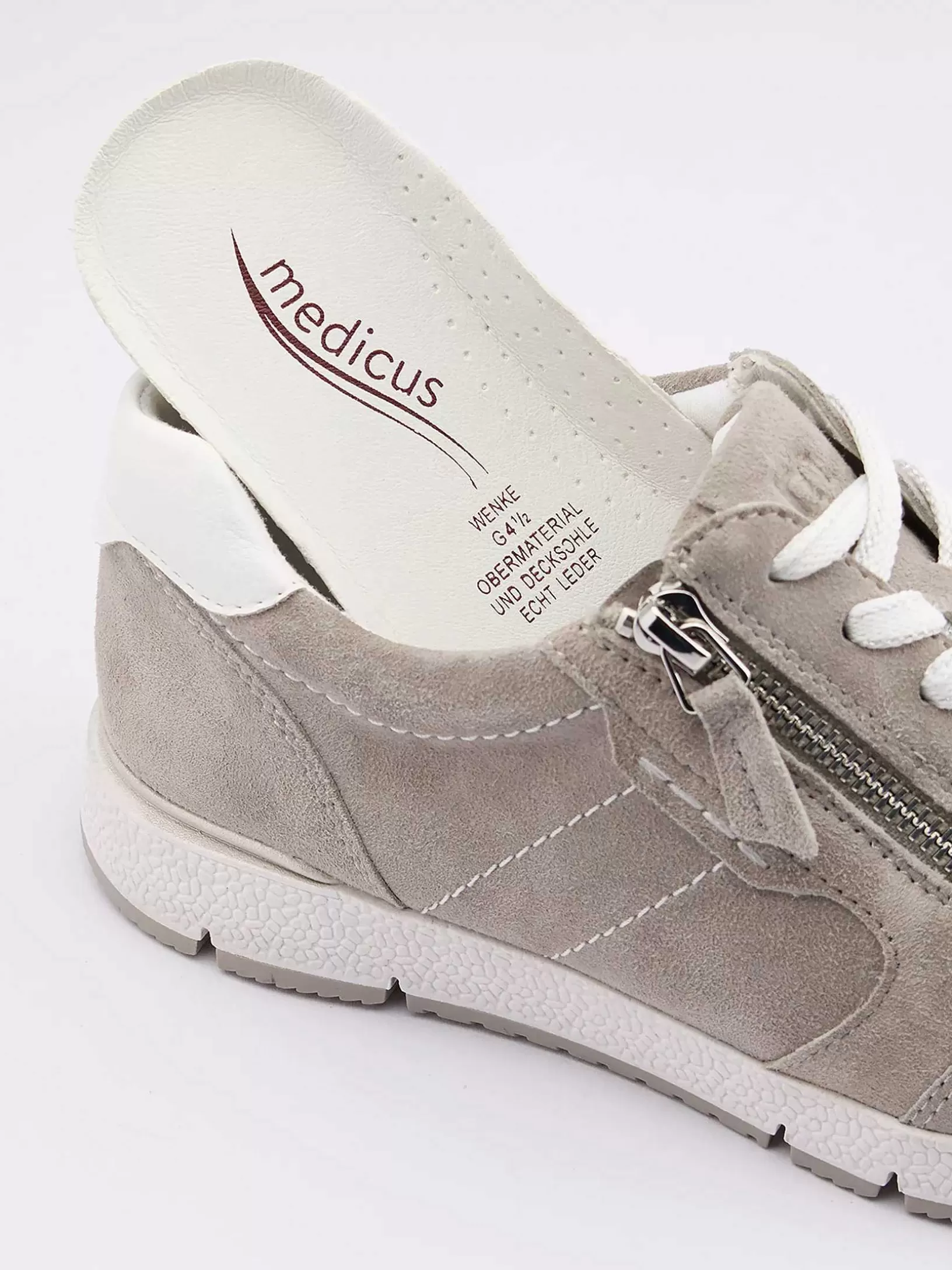 Ladies Medicus Gray Leather Comfort Sneaker