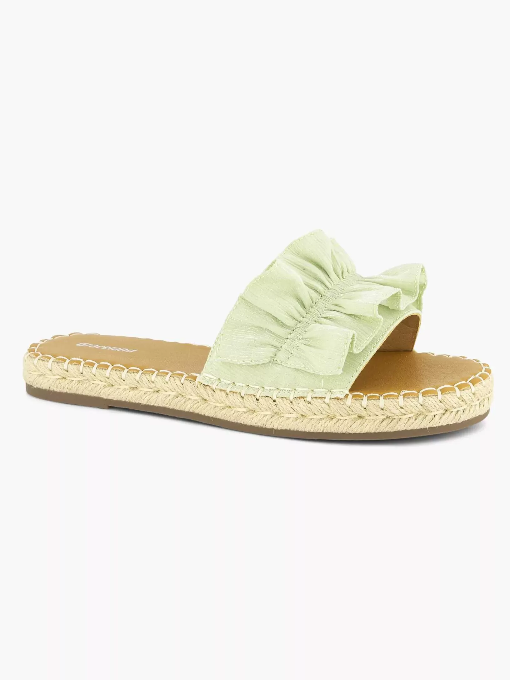 Ladies Graceland Light Green Slipper Ruffles