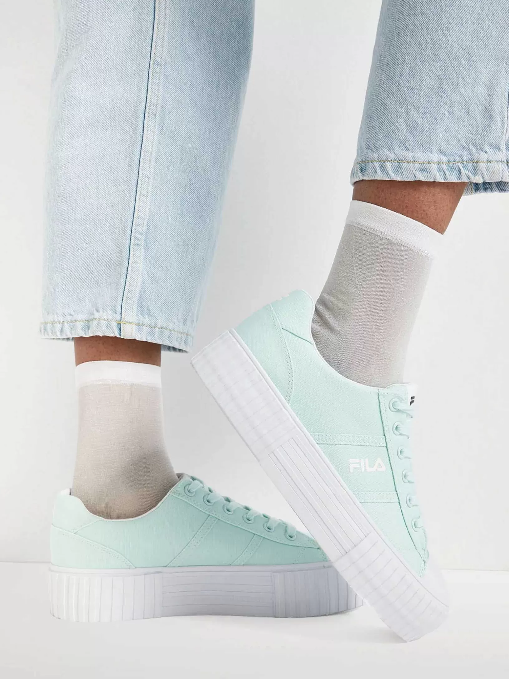 Ladies FILA Mint-Colored Canvas Sneaker Platform