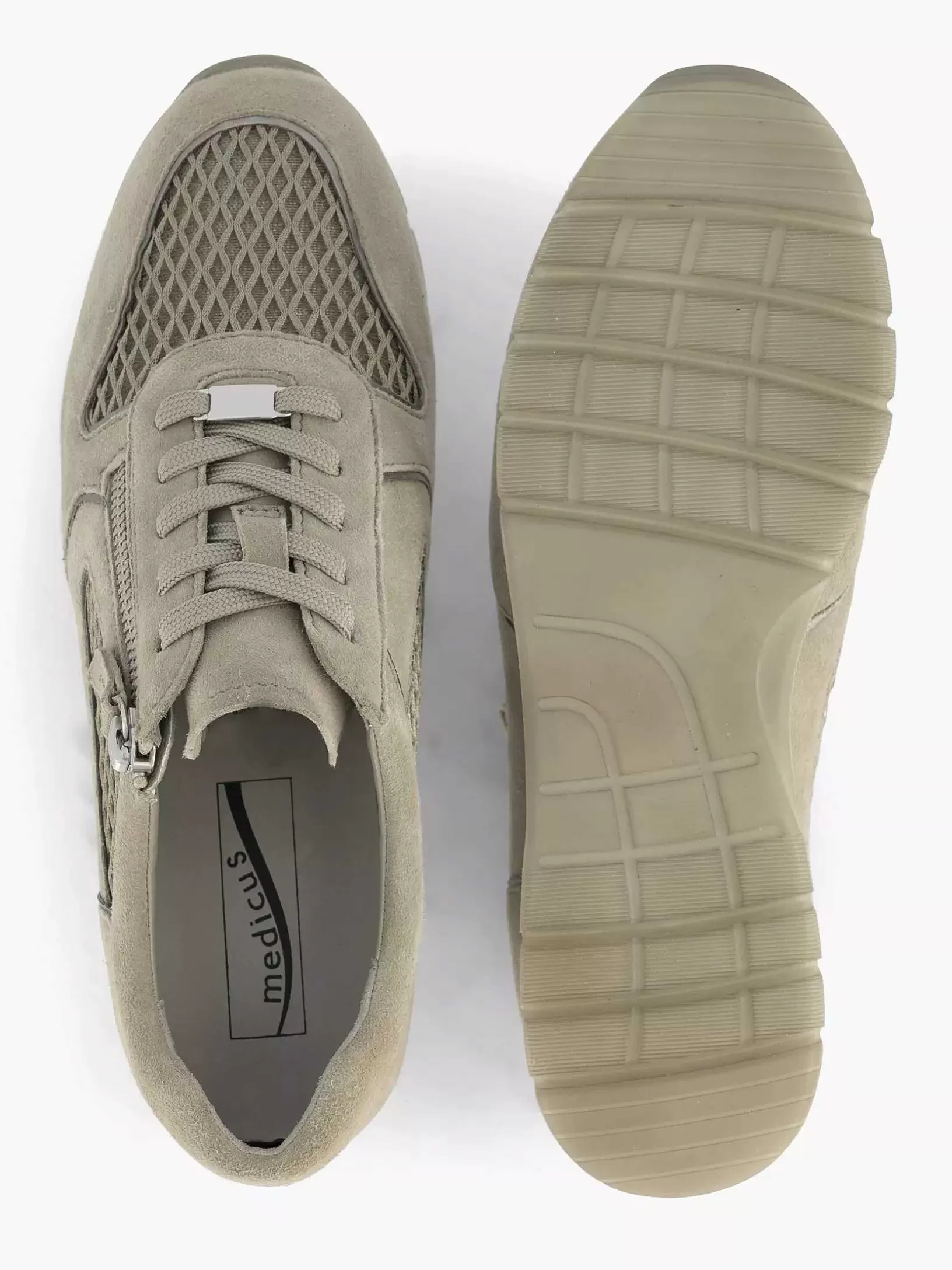 Ladies Medicus Sand-Colored Leather Comfort Sneaker