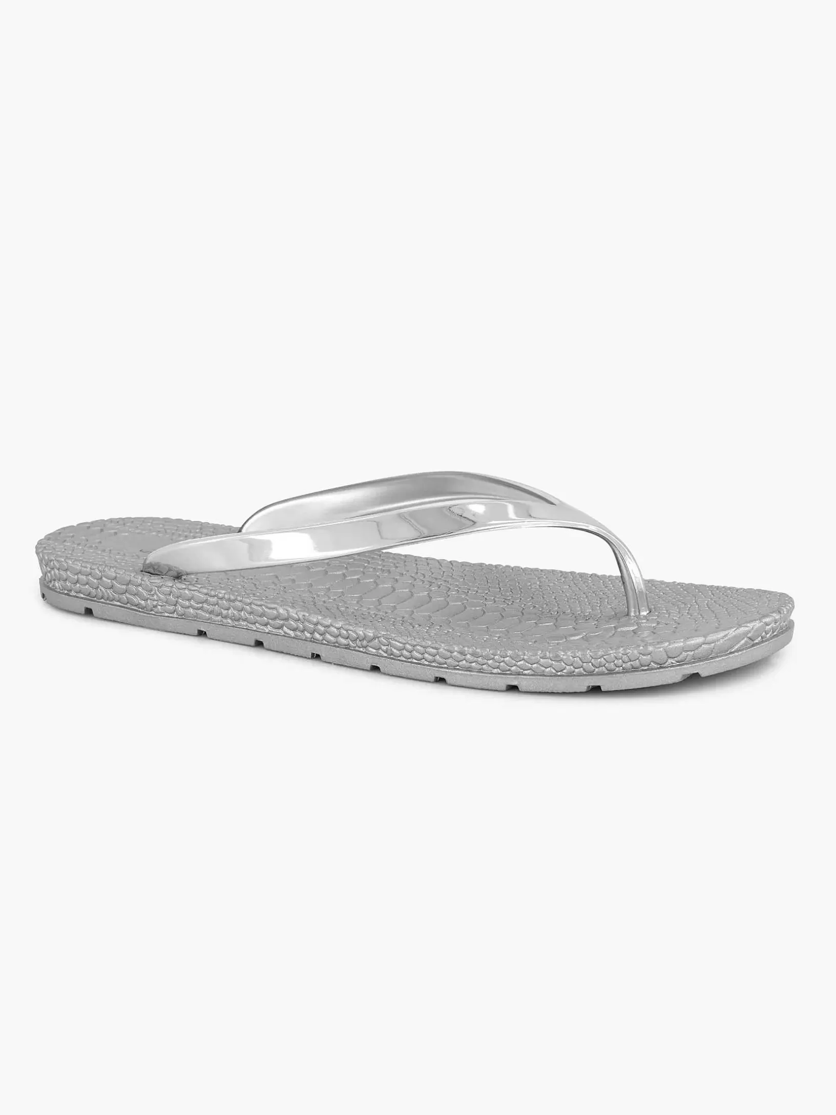 Ladies Blue Fin Silver Flip-Flops