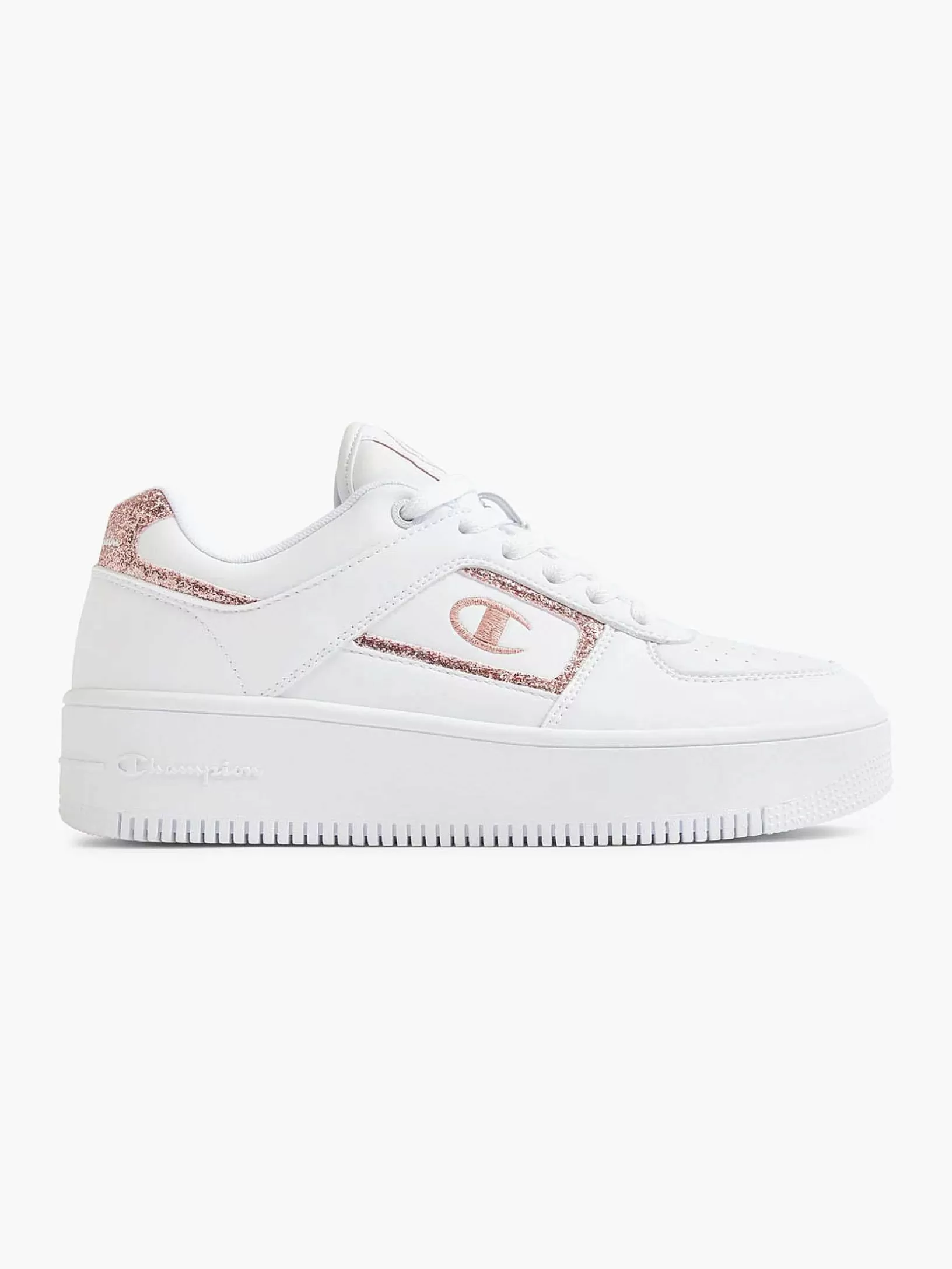 Ladies Champion White Low Cut Shoe Foul Platform