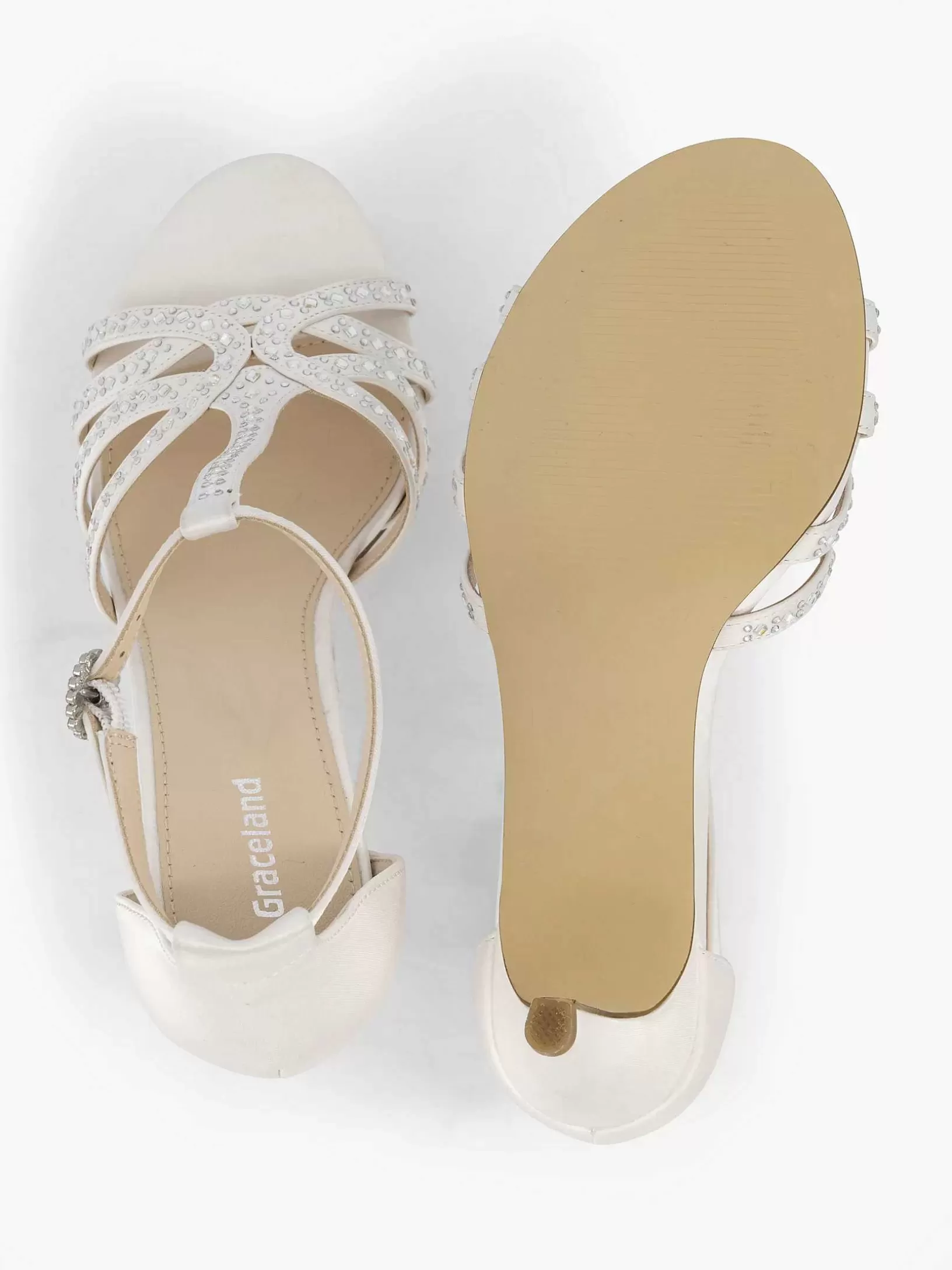 Ladies Graceland White Sandalette Stones