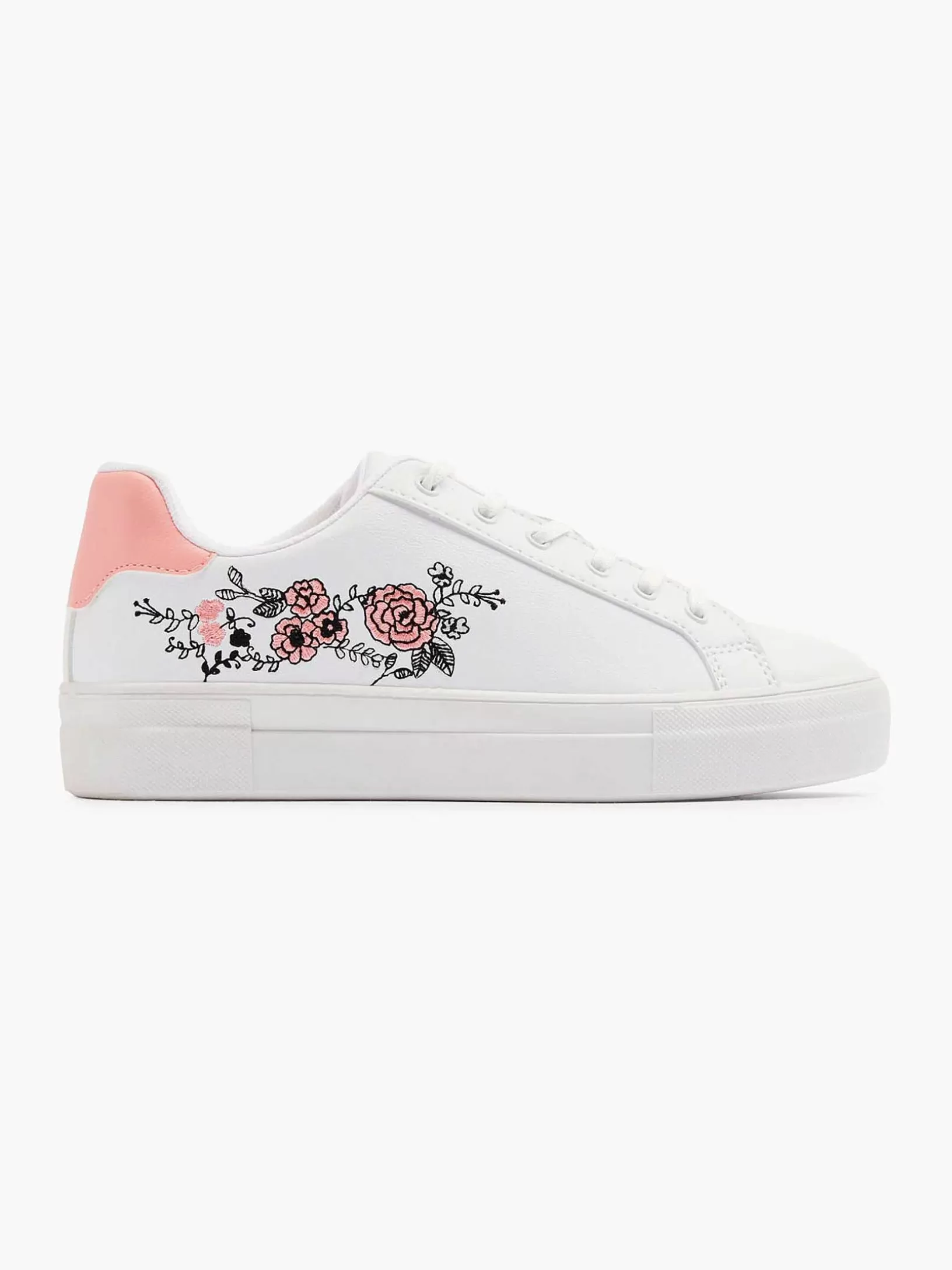 Ladies Graceland White Sneaker Pink Flowers